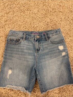 Place Girls Light Blue Distressed Denim Shorts